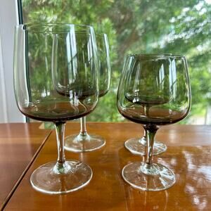 Vintage Holmegaard Mid-Century Modern Smokey Glass Water Goblets Set of 4